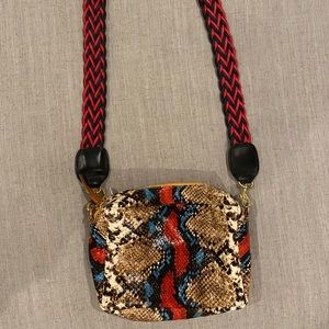 Clare V Midi Sac Snakeskin Leather Crossbody Bag